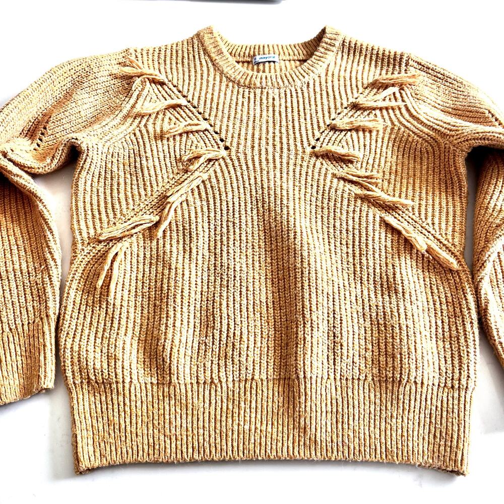 Mayoral Girls Mustard Yellow Fringed Sweater size 12